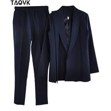 Load image into Gallery viewer, TAOVK Office Lady Pant Suits Women's Sets Belt Blazer top and pencil pants two piece outfits femme ensemble Pantsuit Spring 2019