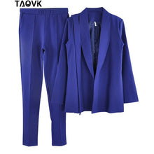 Load image into Gallery viewer, TAOVK Office Lady Pant Suits Women's Sets Belt Blazer top and pencil pants two piece outfits femme ensemble Pantsuit Spring 2019