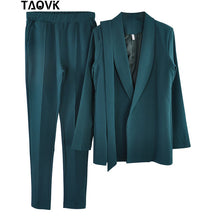 Load image into Gallery viewer, TAOVK Office Lady Pant Suits Women's Sets Belt Blazer top and pencil pants two piece outfits femme ensemble Pantsuit Spring 2019