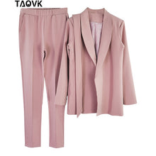 Load image into Gallery viewer, TAOVK Office Lady Pant Suits Women's Sets Belt Blazer top and pencil pants two piece outfits femme ensemble Pantsuit Spring 2019