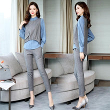 Load image into Gallery viewer, Spring Office 3 Piece Sets Women Long Sleeve Blouse+vest+pants Sets Suits Casual Korean Elegant Ladies Women's Sets Femme 2019