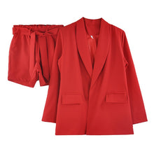 Load image into Gallery viewer, MVGIRLRU Spring summer Women two piece set Blazer Jacket + shorts Female Office Lady Suit Women's 2 Piece Set