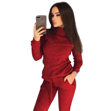 Load image into Gallery viewer, MVGIRLRU stylish knit suit womens two piece sets high neck mid line sweater+pant tracksuit female outfits