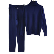Load image into Gallery viewer, MVGIRLRU stylish knit suit womens two piece sets high neck mid line sweater+pant tracksuit female outfits