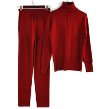 Load image into Gallery viewer, MVGIRLRU stylish knit suit womens two piece sets high neck mid line sweater+pant tracksuit female outfits