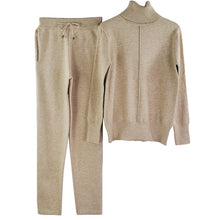 Load image into Gallery viewer, MVGIRLRU stylish knit suit womens two piece sets high neck mid line sweater+pant tracksuit female outfits