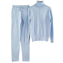 Load image into Gallery viewer, MVGIRLRU stylish knit suit womens two piece sets high neck mid line sweater+pant tracksuit female outfits
