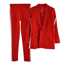 Load image into Gallery viewer, MVGIRLRU chic OL pant suits workwear single button long blazer jacket and tight pants womens two piece sets