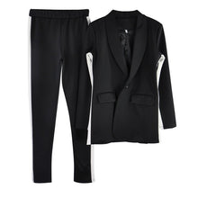 Load image into Gallery viewer, MVGIRLRU chic OL pant suits workwear single button long blazer jacket and tight pants womens two piece sets