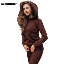 Load image into Gallery viewer, XUANSHOW Fashion Autumn Winter Tracksuit Women Hoodies Sweatshirts+ Long Pants Two Piece Set Outfits Knitted Chandal Mujer