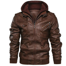 Load image into Gallery viewer, Spring Fashion Motorcycle Leather Jacket Men Slim Fit Oblique Zipper PU Jacket Autumn Men Leather Jackets Coats Black