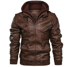 Load image into Gallery viewer, Spring Fashion Motorcycle Leather Jacket Men Slim Fit Oblique Zipper PU Jacket Autumn Men Leather Jackets Coats Black