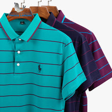 Load image into Gallery viewer, New Summer Men's Polo Shirts 3D Embroidery High Quality Tops For Man Short Sleeve Polos Striped Business Casual Brand Polo Shirt