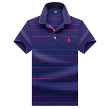 Load image into Gallery viewer, New Summer Men's Polo Shirts 3D Embroidery High Quality Tops For Man Short Sleeve Polos Striped Business Casual Brand Polo Shirt