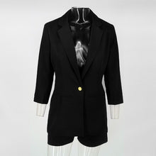 Load image into Gallery viewer, PFFLOOK 2019 Summer Two Piece Set Official Lady Top And Shorts 2 Piece Set Women Sexy Deep V Neck Long Sleeve Elegant Formal Set