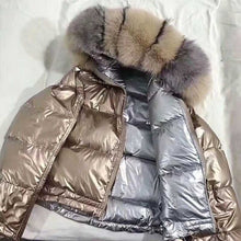 Load image into Gallery viewer, Real Fur Coat Natural Fox Fur Collar 2019 Winter Jacket Women Loose Short Down Coat White Duck Down Jacket Thick Warm Down Parka