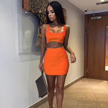Load image into Gallery viewer, Dulzura two piece set crop tank top mini skirt 2019 summer autumn women elegant sexy 2 piece tracksuit party lady clothes