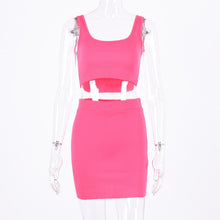Load image into Gallery viewer, Dulzura two piece set crop tank top mini skirt 2019 summer autumn women elegant sexy 2 piece tracksuit party lady clothes