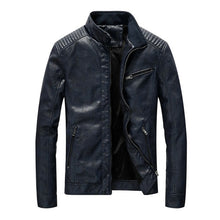 Load image into Gallery viewer, New Spring Men's Leather Jackets Stand Collar Motorcycle Pu Casual Slim Fit Coat Outwear Drop Shipping ABZ174