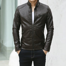 Load image into Gallery viewer, New Spring Men's Leather Jackets Stand Collar Motorcycle Pu Casual Slim Fit Coat Outwear Drop Shipping ABZ174
