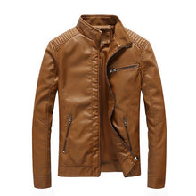 Load image into Gallery viewer, New Spring Men's Leather Jackets Stand Collar Motorcycle Pu Casual Slim Fit Coat Outwear Drop Shipping ABZ174