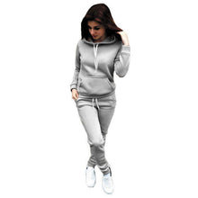 Load image into Gallery viewer, Tracksuit 2pcs Women Set Hoodies Crop Top Solid Sweatshirt Pants Hooded 2 Pieces Sets Women Clothing Suits Female