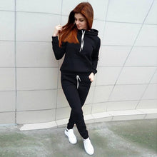 Load image into Gallery viewer, Tracksuit 2pcs Women Set Hoodies Crop Top Solid Sweatshirt Pants Hooded 2 Pieces Sets Women Clothing Suits Female