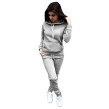 Load image into Gallery viewer, Tracksuit 2pcs Women Set Hoodies Crop Top Solid Sweatshirt Pants Hooded 2 Pieces Sets Women Clothing Suits Female