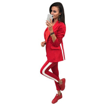 Load image into Gallery viewer, MVGIRLRU chic OL pant suits workwear single button long blazer jacket and tight pants womens two piece sets