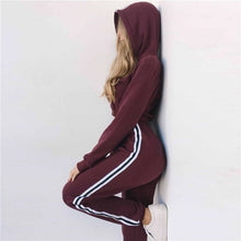 Load image into Gallery viewer, Z&amp;P 2019 Tracksuit 2pcs Women Set Hoodies Crop Top Sweatshirt+Side Stripe Pants Hooded 2 Pieces Sets Women Clothing Suits Female