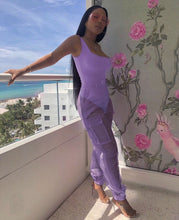 Load image into Gallery viewer, ANJAMANOR Sexy Two Piece Set Bodysuit Top and Mesh Pants Neon Pink Green Summer 2 Piece Club Outfits Matching Sets D59-AB72
