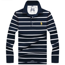 Load image into Gallery viewer, New Casual Men's Solid Striped Shirts Cotton 3D Embroidery Long sleeve Polos Mens Slim Fit Business Turn-down Polo Shirt Male