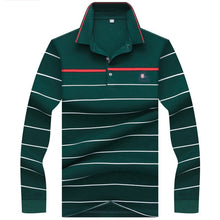 Load image into Gallery viewer, New Casual Men's Solid Striped Shirts Cotton 3D Embroidery Long sleeve Polos Mens Slim Fit Business Turn-down Polo Shirt Male
