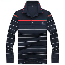 Load image into Gallery viewer, New Casual Men's Solid Striped Shirts Cotton 3D Embroidery Long sleeve Polos Mens Slim Fit Business Turn-down Polo Shirt Male