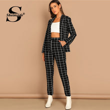 Load image into Gallery viewer, Sheinside Fashion Plaid Blazer And Tapered Pants - 2 Piece Set