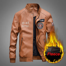 Load image into Gallery viewer, New Autumn Winter Motorcycle Leather Jacket Men Windbreaker Hooded PU Jackets Male Outwear Warm PU Baseball Jackets Size S-4XL