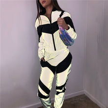 Load image into Gallery viewer, Yvlvol Splicing reflective 2019 women Set summer Two Piece Set gym Sexy clothes for women tracksuit Set Sportwear biker shorts