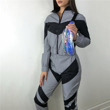 Load image into Gallery viewer, Yvlvol Splicing reflective 2019 women Set summer Two Piece Set gym Sexy clothes for women tracksuit Set Sportwear biker shorts